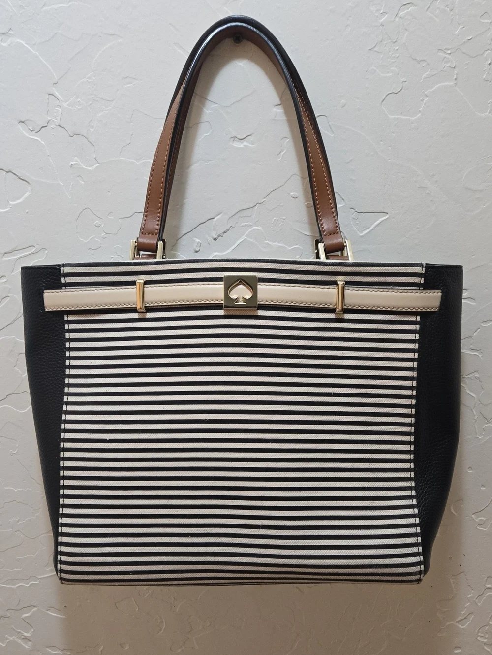 Kate Spade Houston Street Leo Striped Leather Satchel Tote